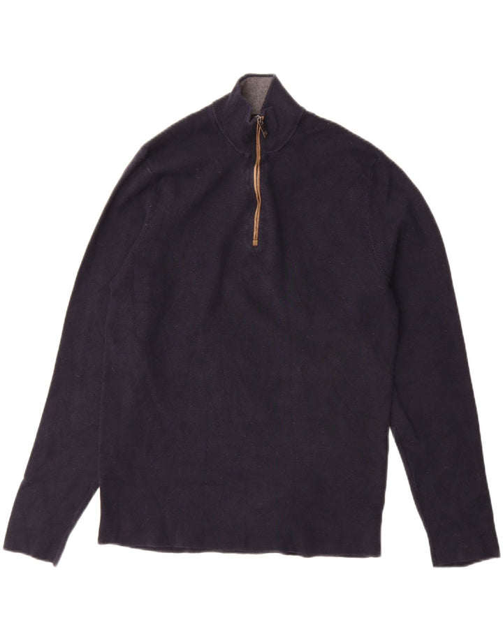 MASSIMO DUTTI Jersey De Cuello Con Cremallera Hombre Algodón Azul Marino Medio