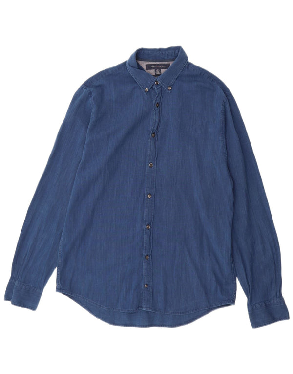 TOMMY HILFIGER Camisa New York Fit Algodón Azul Medio Hombre