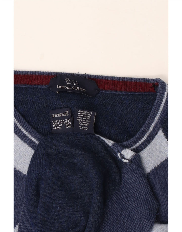 HARMONT & BLAINE Suéter tipo jersey con cuello barco para hombre, grande, azul marino