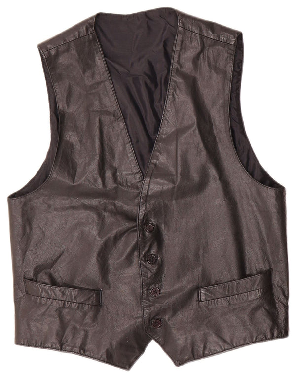Conbipel Chaleco de cuero para hombre IT 52 Grande Negro
