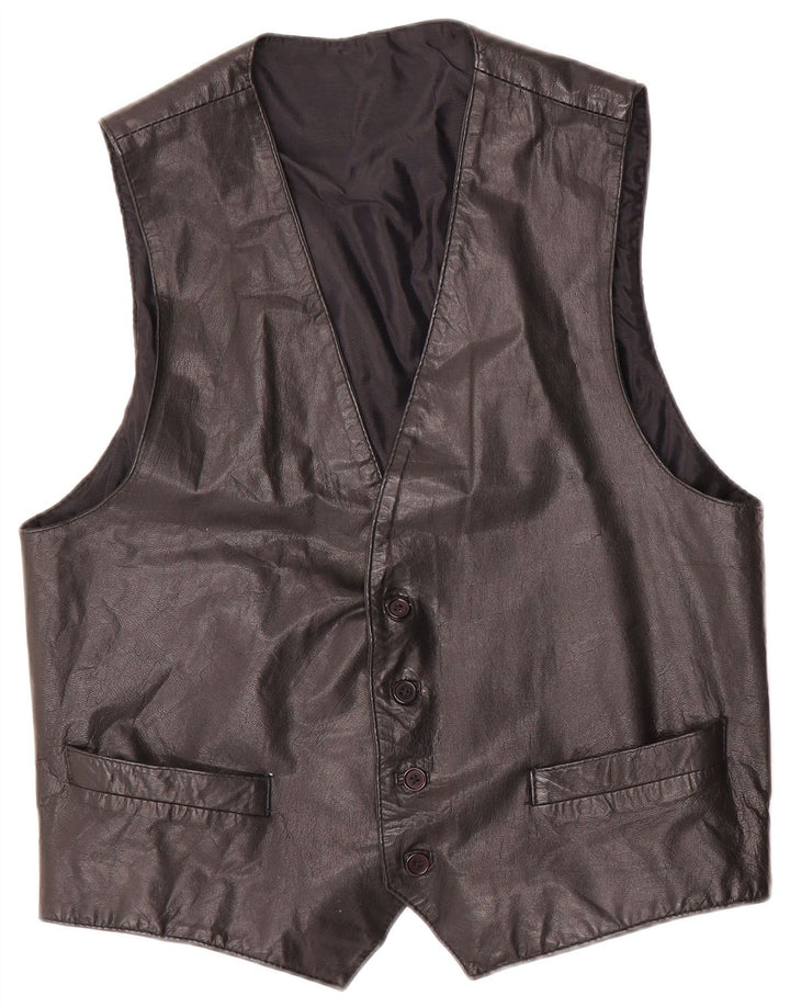 Conbipel Chaleco de cuero para hombre IT 52 Grande Negro