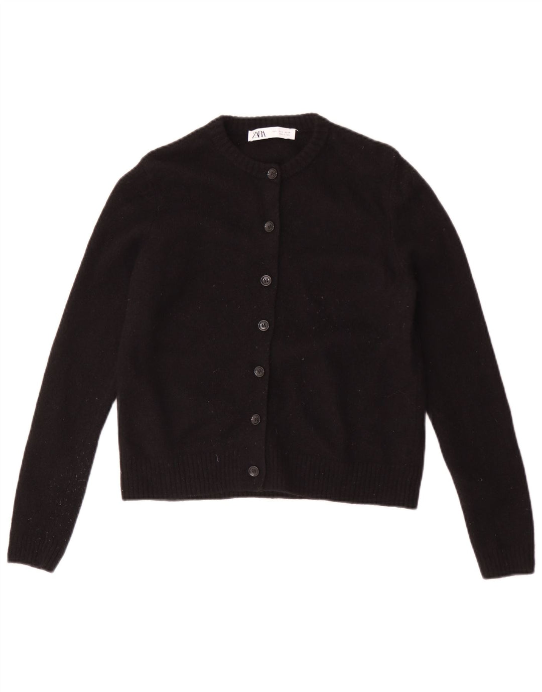 Zara Mujer Cárdigan Suéter UK 44 Grande Lana Negra