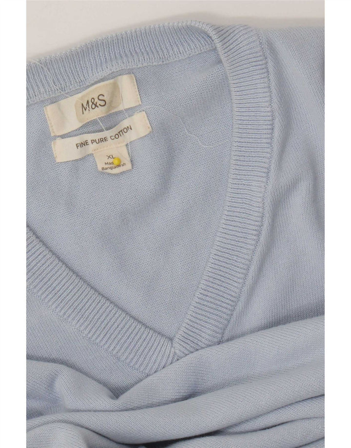 Marks & Spencer Jersey con cuello en V para hombre XL Algodón azul