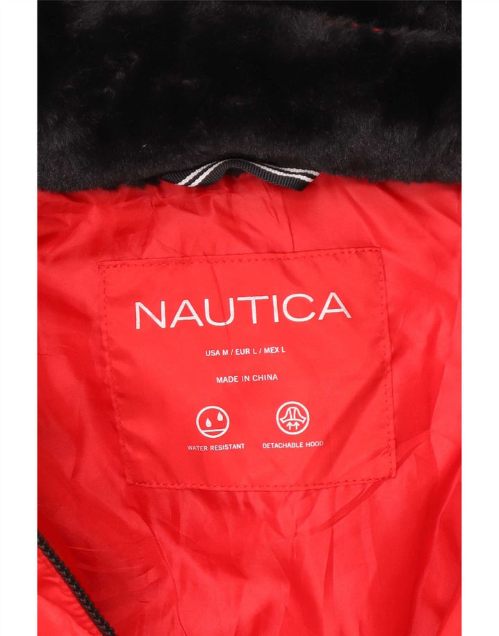 Nautica Chaqueta acolchada con capucha para mujer UK 44 Poliéster rojo mediano