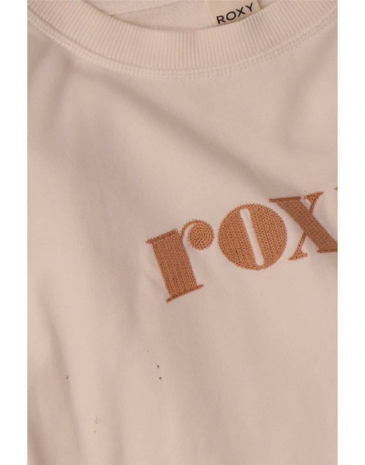Roxy Mujer Oversize Crop Graphic Sudadera Jumper UK 10 Small Blanco