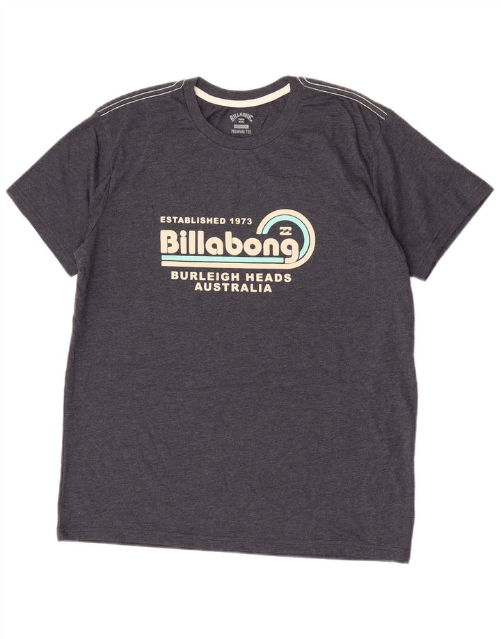 Billabong Hombre Camiseta Gráfica Top Algodón Gris Medio