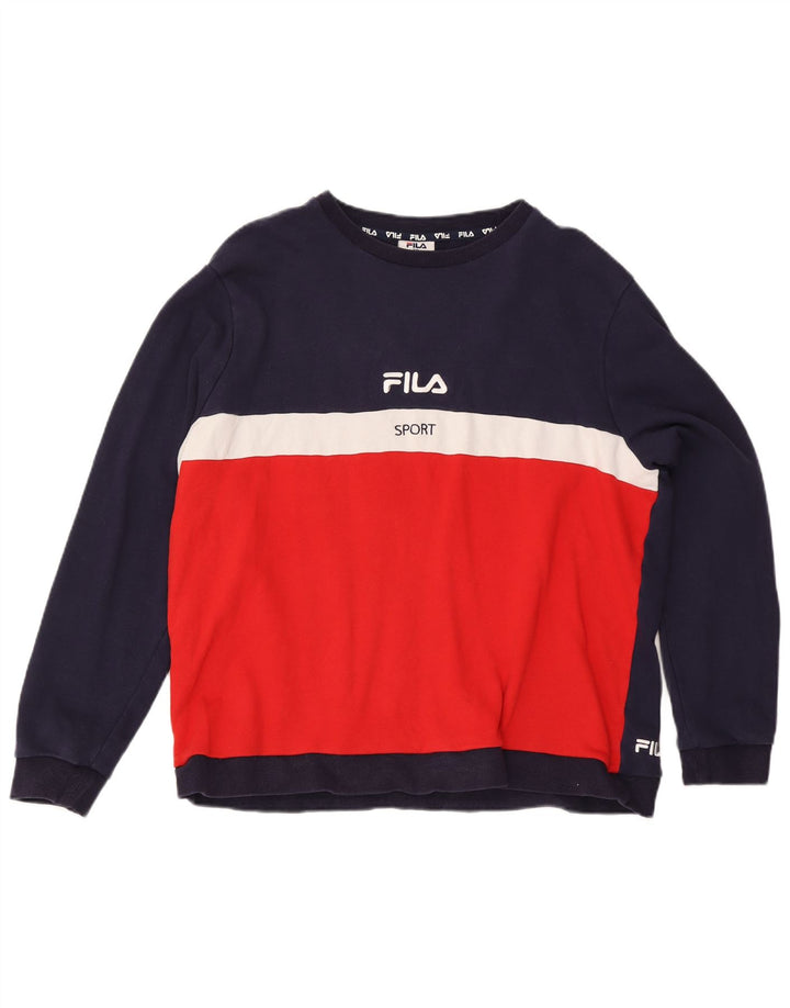 Fila Sudadera gráfica para hombre Jumper 2XL Azul marino Colorblock Algodón