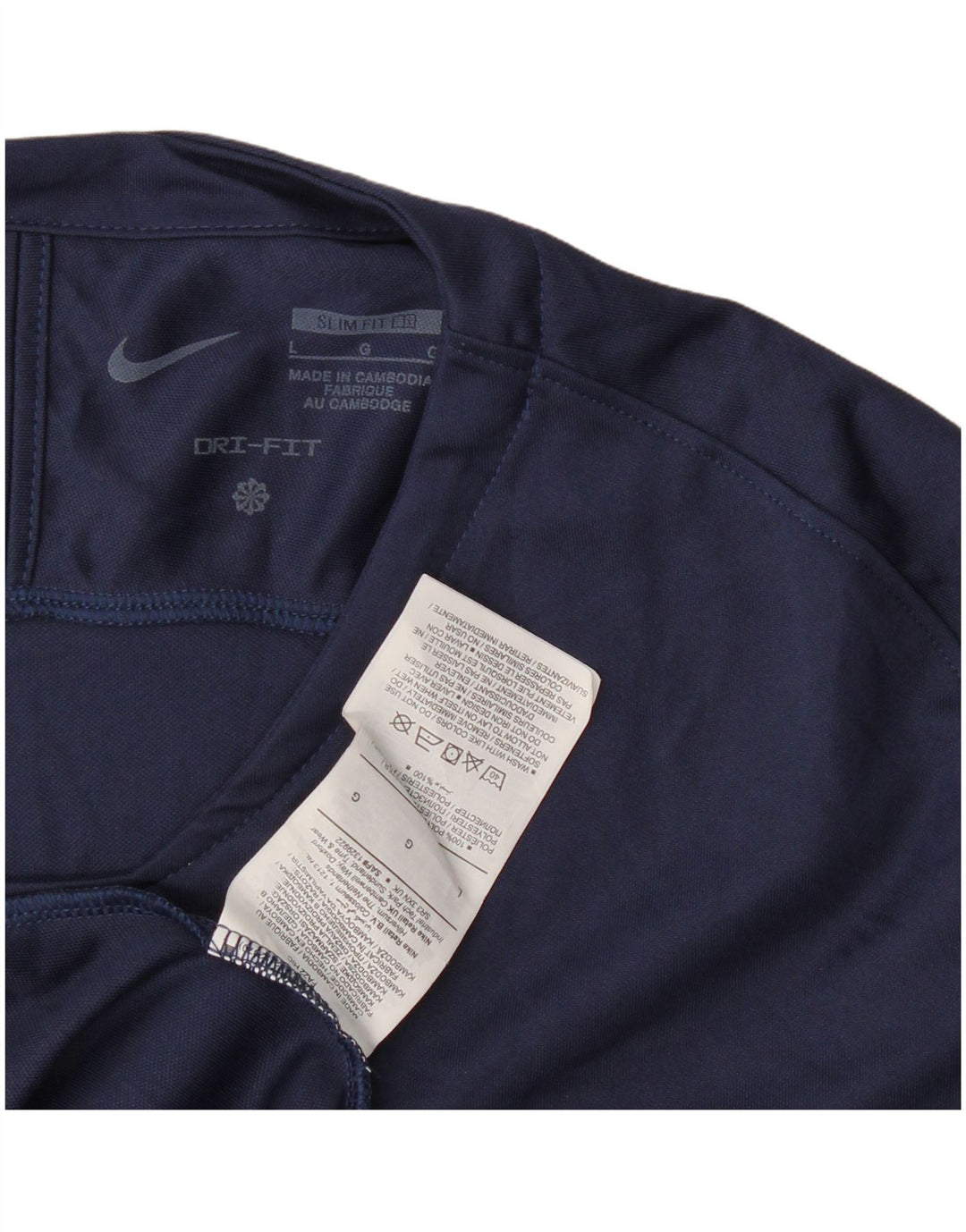 Nike Dri Fit Slim Fit Top manga larga para hombre poliéster azul marino grande