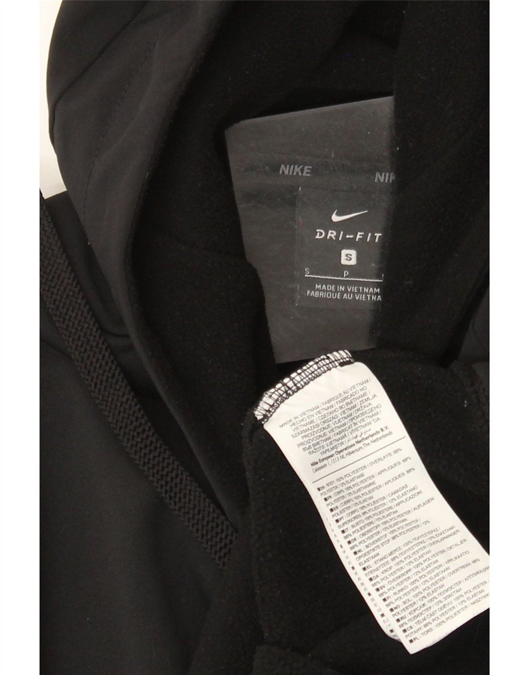 Nike Dri Fit Sudadera con capucha y cremallera para hombre, talla pequeña, poliéster negro
