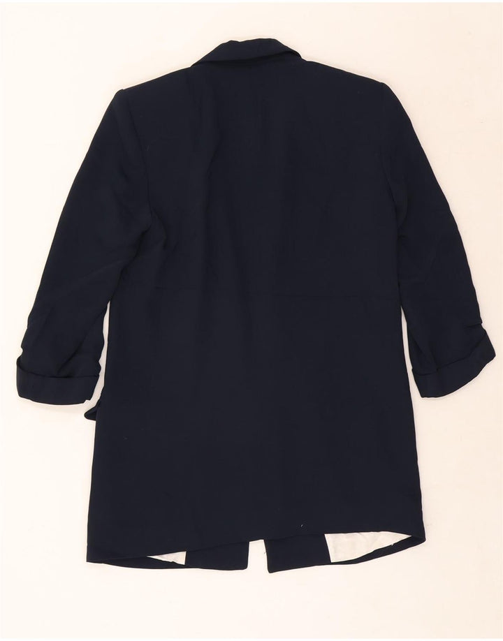 Zara Chaqueta Blazer Abierta Manga 3/4 para Mujer UK 6 XS Poliéster Azul Marino