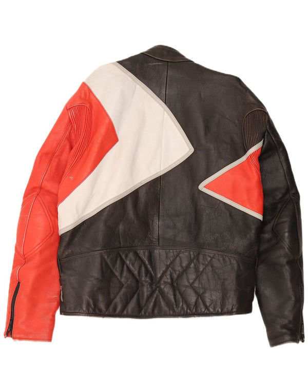 Vintage hombres cuero Racer chaqueta tamaño 60 3XL negro colorblock cuero