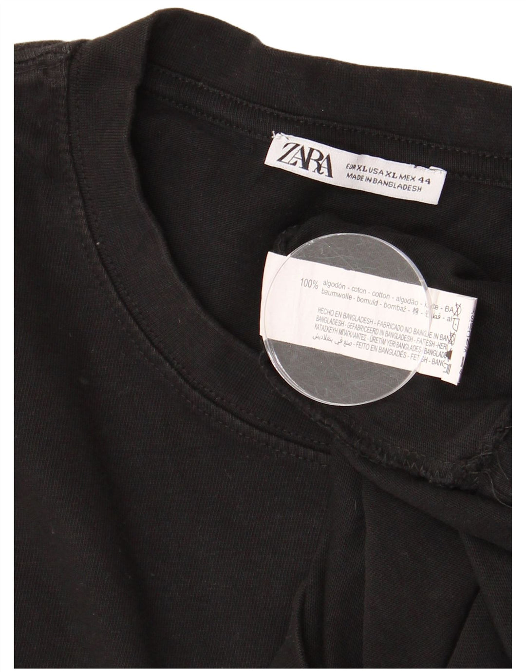 ZARA Hombre Camiseta Top XL Algodón Negro