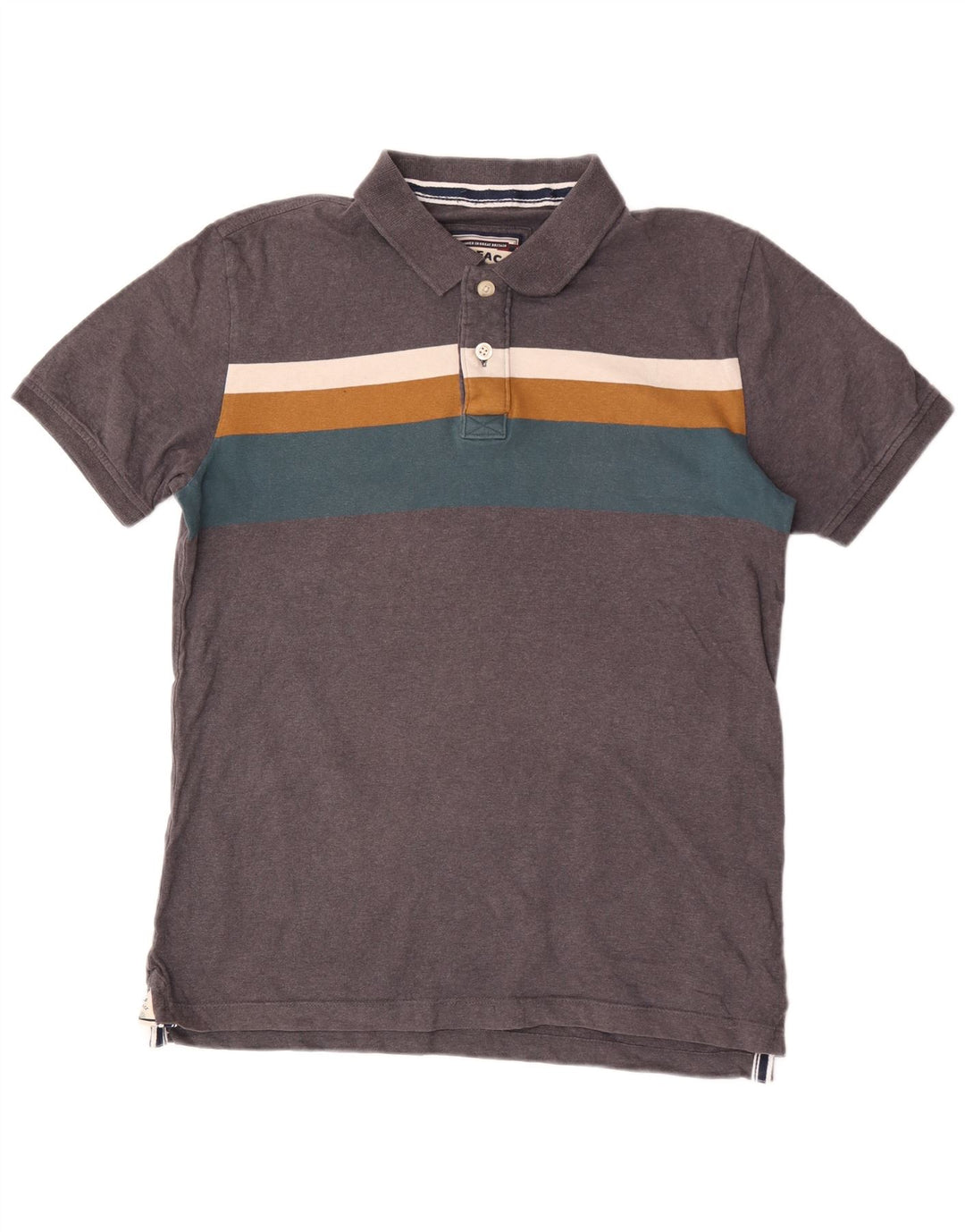 Polo de hombre Fat Face de algodón a rayas en gris medio