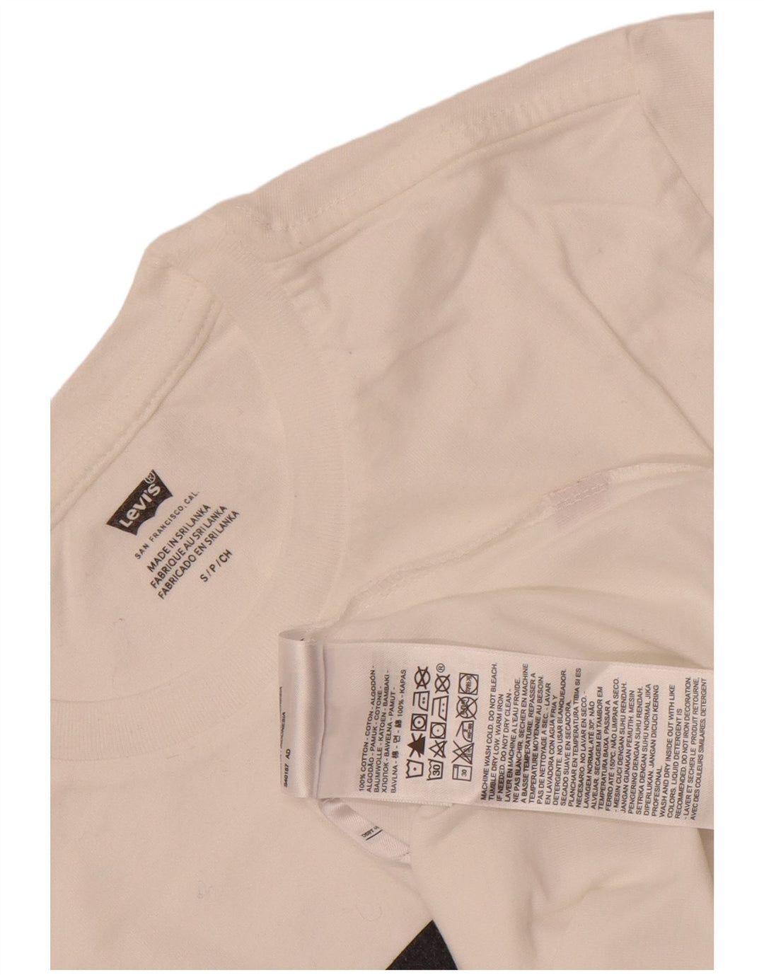 Levi's Camiseta gráfica para hombre Top Small White Cotton