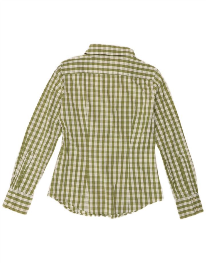 BENETTON Camisa de mujer UK 42 Algodón a cuadros verde medio