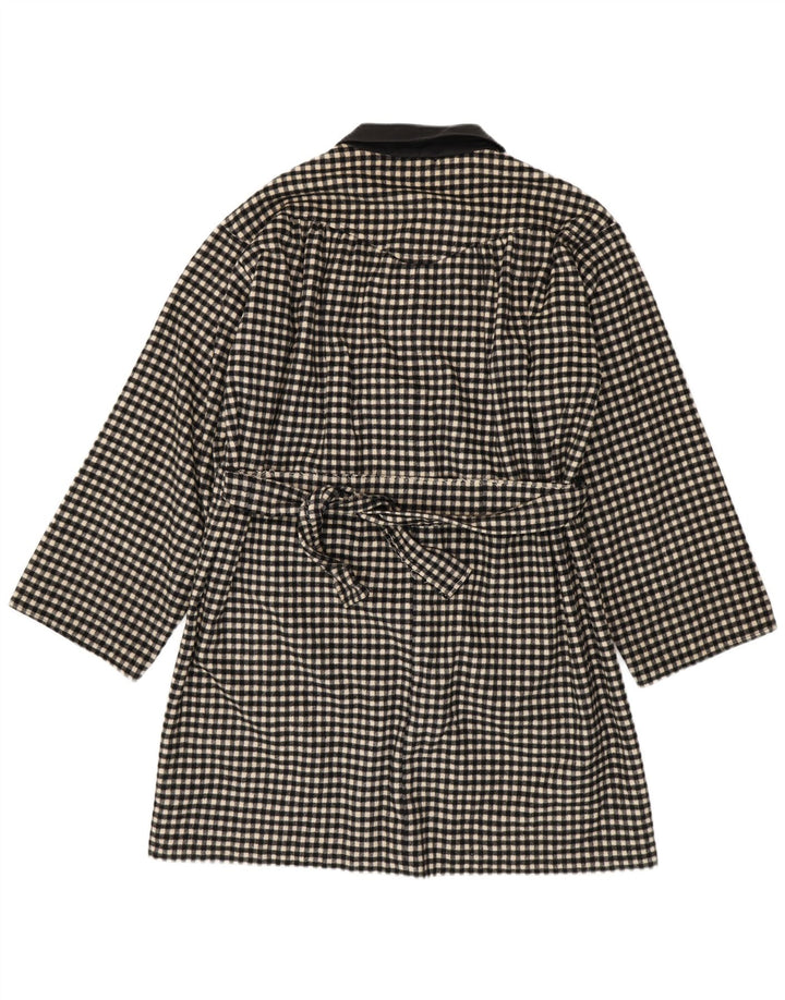 Vintage mujer abrigo Reino Unido 18 XL negro Gingham