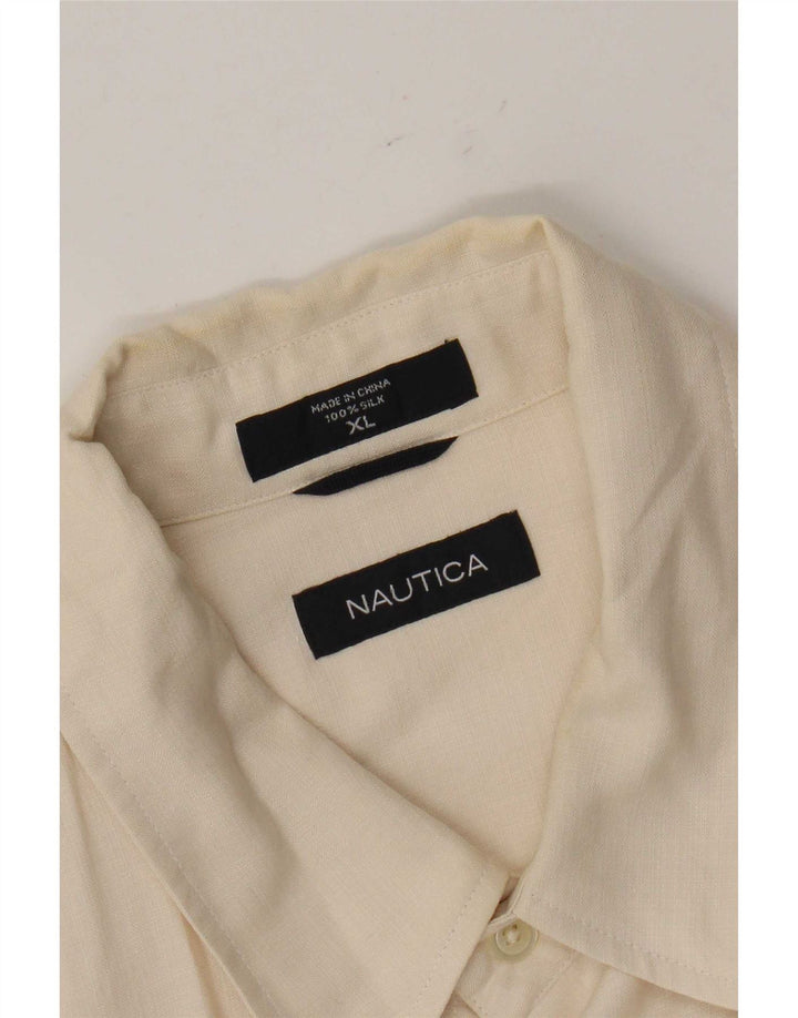 Nautica Camisa Manga Corta Hombre XL Seda Beige
