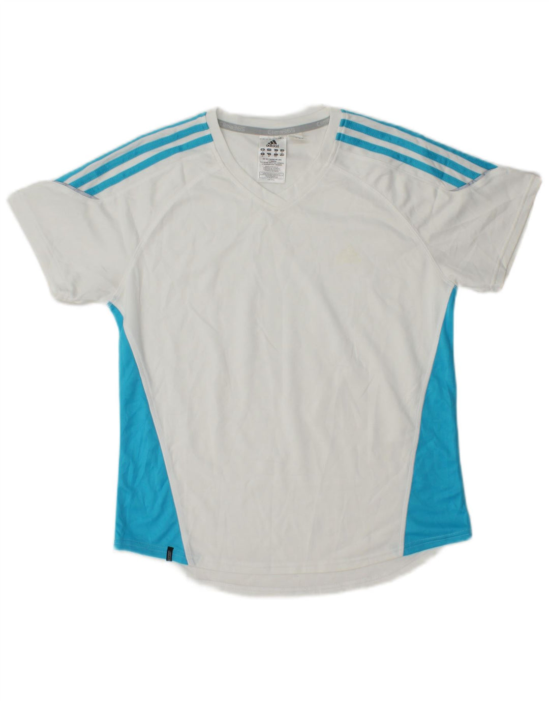 ADIDAS Mujer Clima 365 Camiseta Top UK 40 Grande Blanco Colorblock