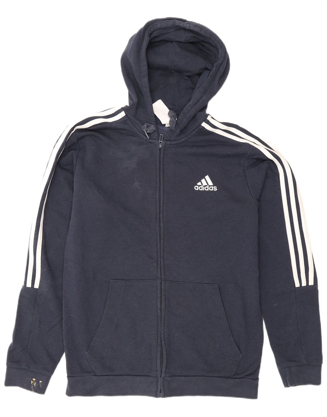 Adidas Hombre Zip Sudadera Con Capucha Suéter Medio Azul Marino Algodón