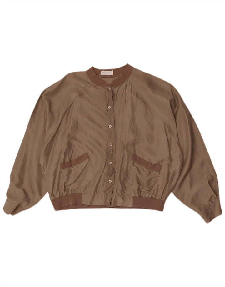 Marco Pecci Chaqueta bomber extragrande para mujer IT 42 Seda marrón medio