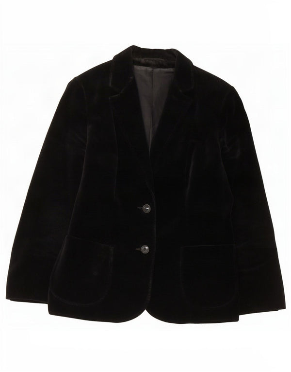 St Michael Chaqueta Blazer de Terciopelo con 2 Botones para Mujer UK 44 Mediana Algodón Negro