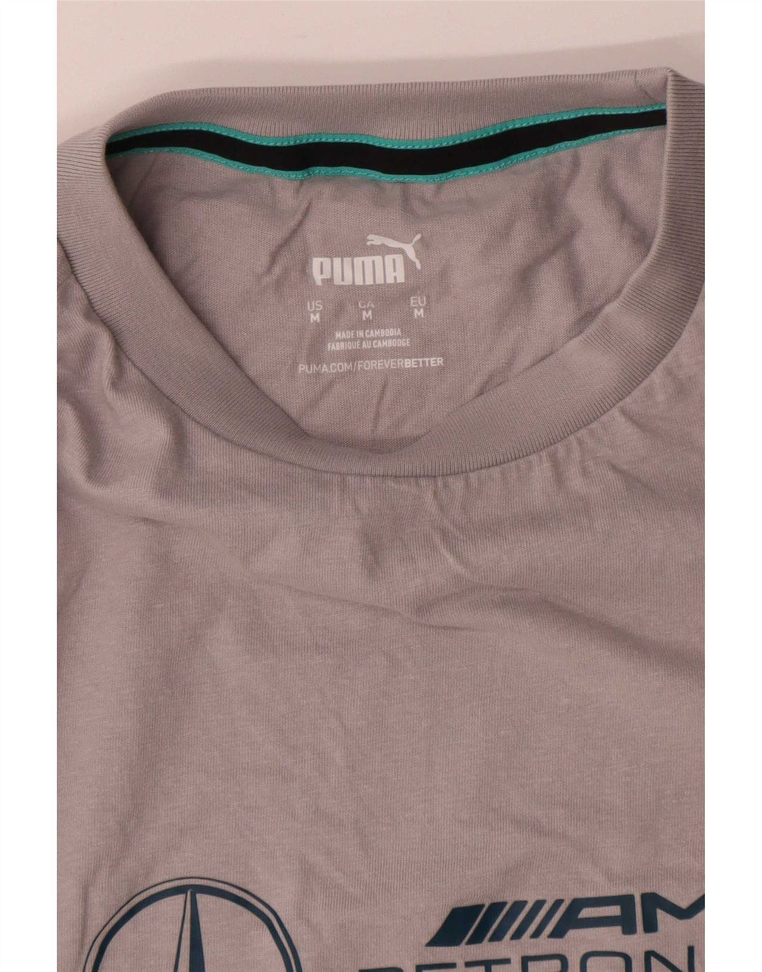 Puma Camiseta gráfica para hombre Top de algodón gris medio