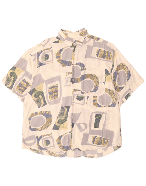 VINTAGE Mens Short Sleeve Shirt Size 43/44 XL White Patchwork