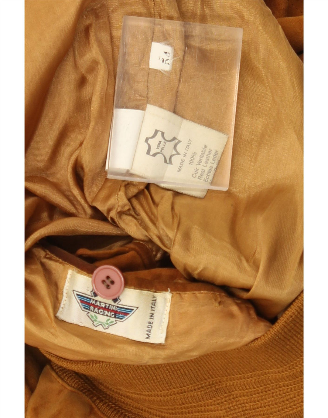 Vintage hombres ante bomber chaqueta IT 54 2XL cuero marrón