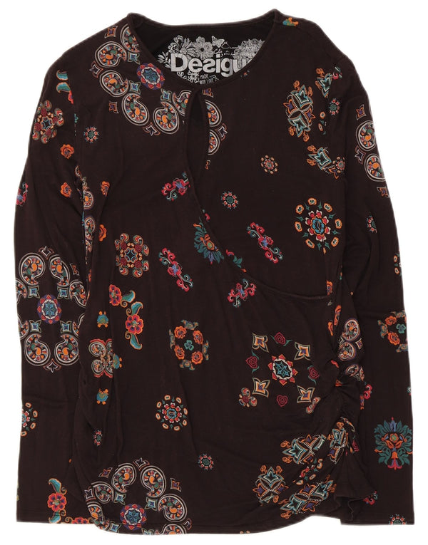 Desigual Mujer Top Manga Larga UK 40 Grande Negro Floral