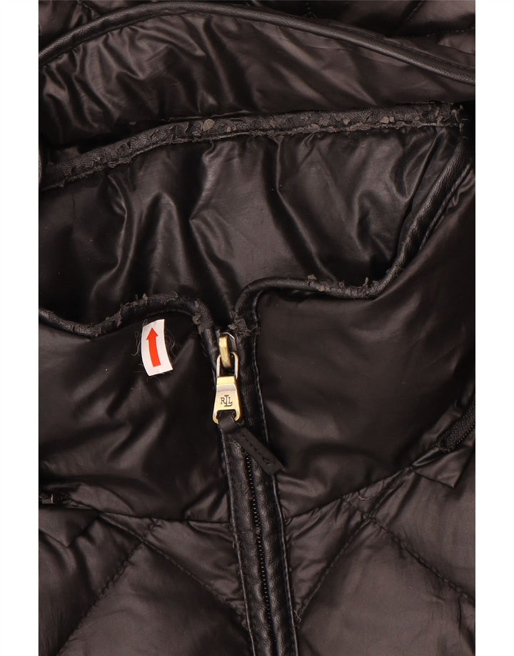 Ralph Lauren Chaqueta acolchada con capucha para mujer UK 10 Small Poliéster negro