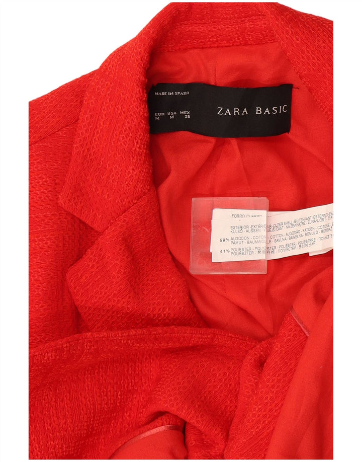 Zara Chaqueta Blazer De 1 Botón para Mujer Reino Unido 42 Algodón Rojo Mediano