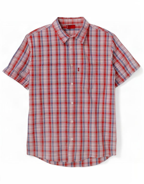 Levi's Camisa de manga corta para hombre con cuadros rojos grandes