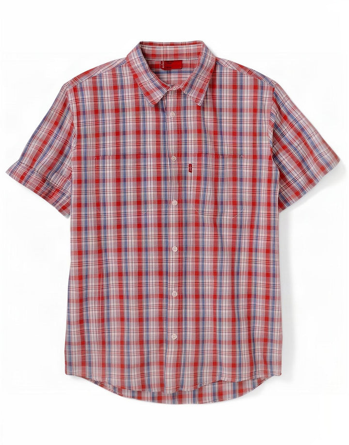 Levi's Camisa de manga corta para hombre con cuadros rojos grandes
