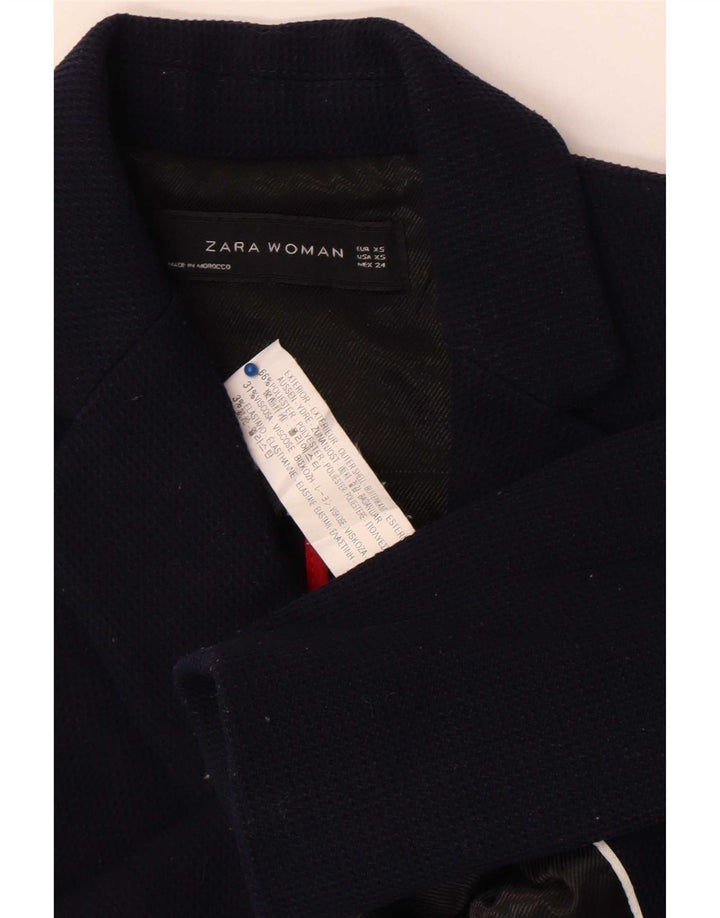 Zara Chaqueta Blazer De 1 Botón Para Mujer UK 6 XS Poliéster Azul Marino
