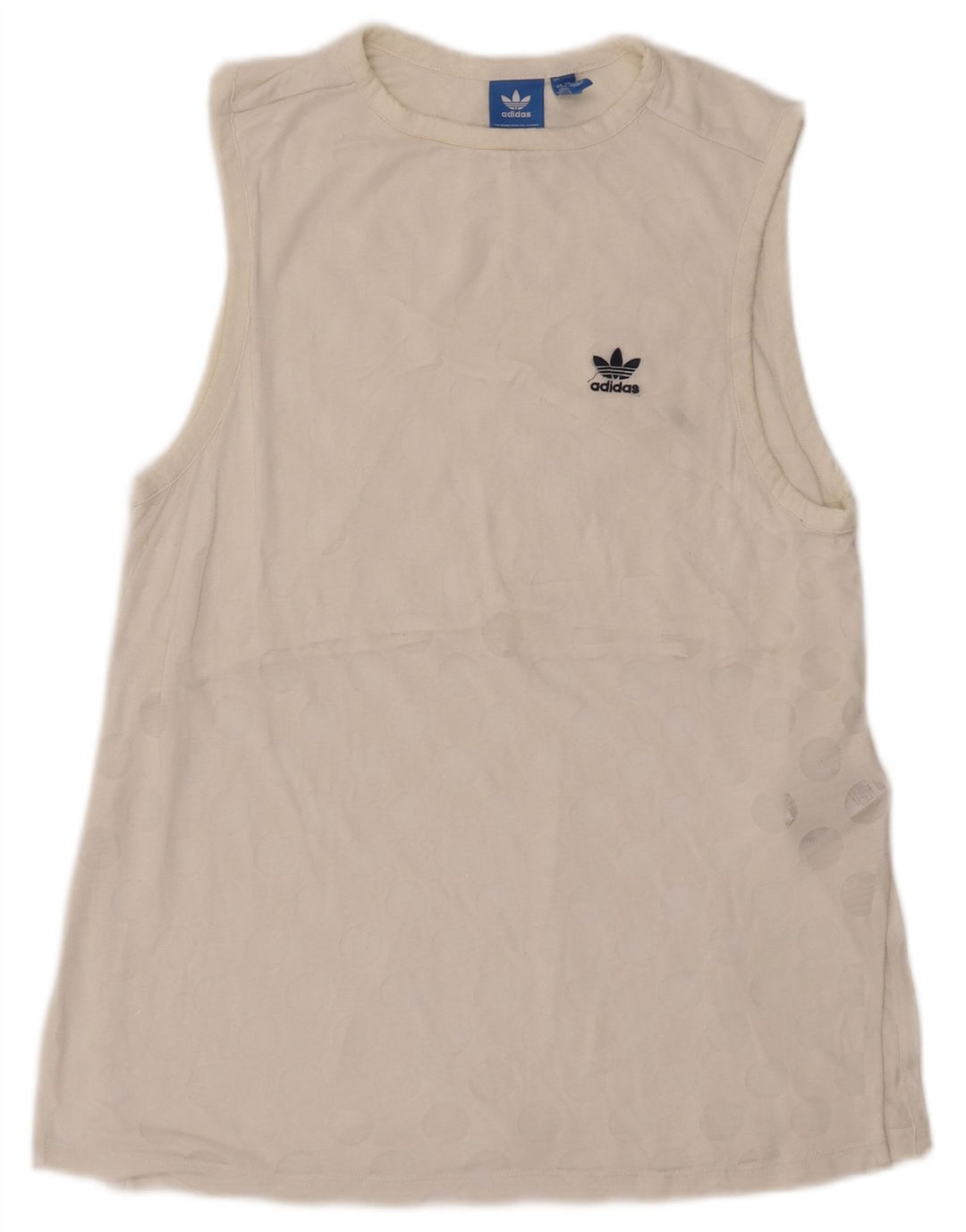ADIDAS Mujer Chaleco Top UK 10 Pequeño Blanco Geométrico Poliéster