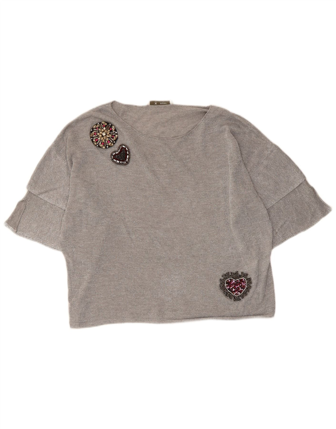 MONARI Womens Loose Fit Blouse Top UK 12 Medium Grey Flecked Viscose