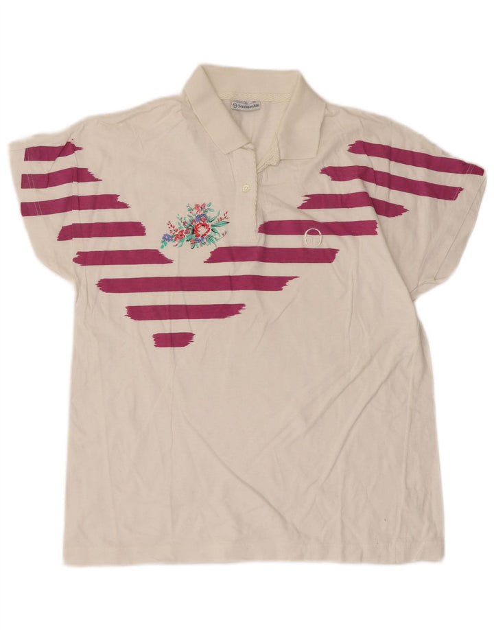 Polo Mujer Sergio Tacchini IT 44 Algodón Rayas Blanco Mediano