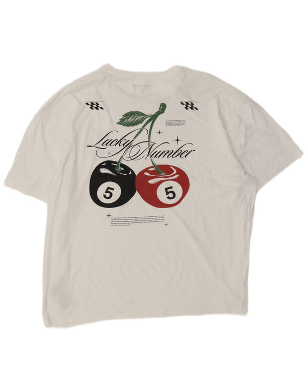 Jack & Jones Hombre Camiseta Gráfica Top XL Algodón Blanco