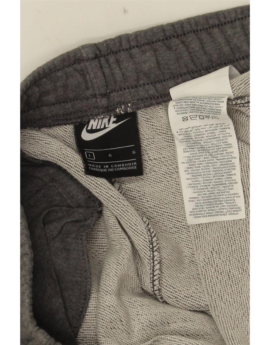 NIKE Hombre Pantalones de Chándal Joggers Large Gris Algodón