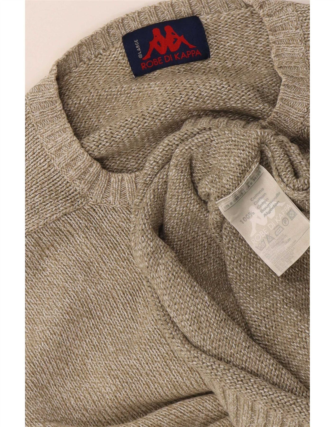 Kappa Jersey De Cuello Redondo Para Hombre Jersey Grande De Algodón Beige