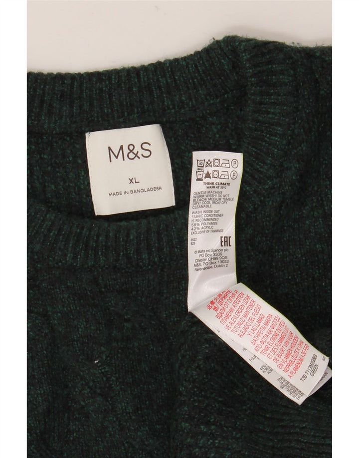 MARKS & SPENCER Jersey de cuello redondo para hombre XL Poliamida verde