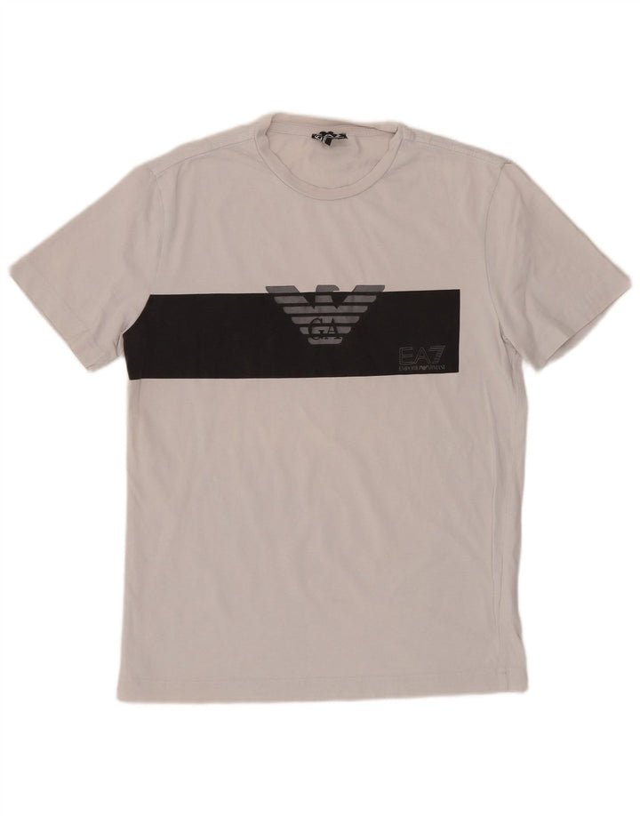 EMPORIO ARMANI Hombre Camiseta gráfica Top Small Blanco Colorblock Algodón