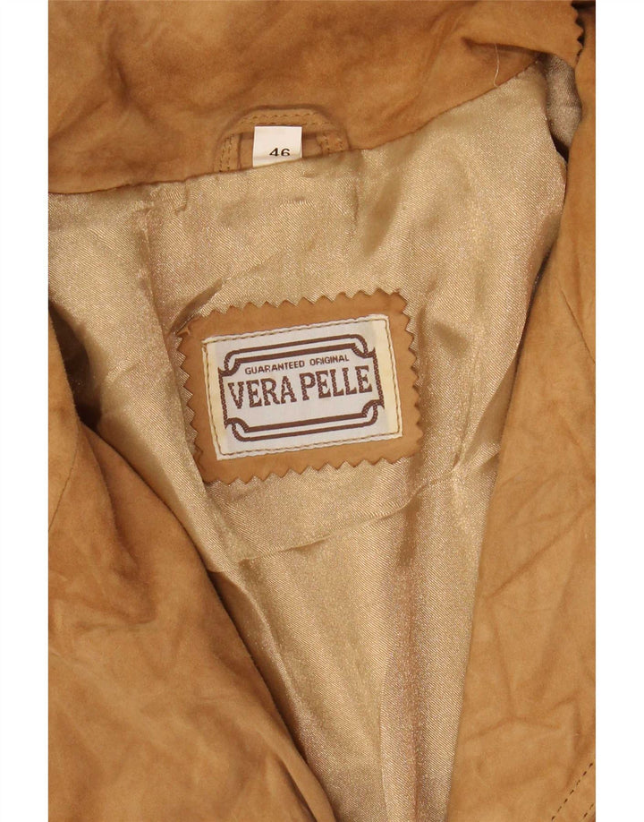 Vintage mujer chaqueta de ante IT 46 cuero marrón grande