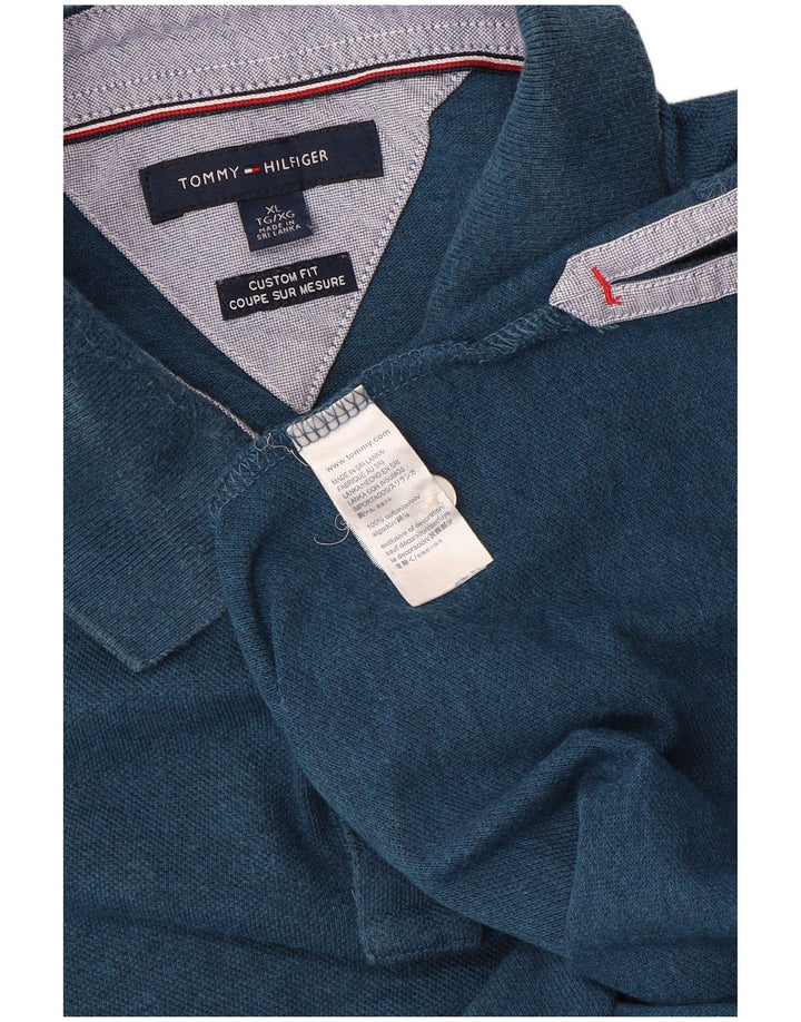 TOMMY HILFIGER Polo Custom Fit para hombre XL Algodón azul