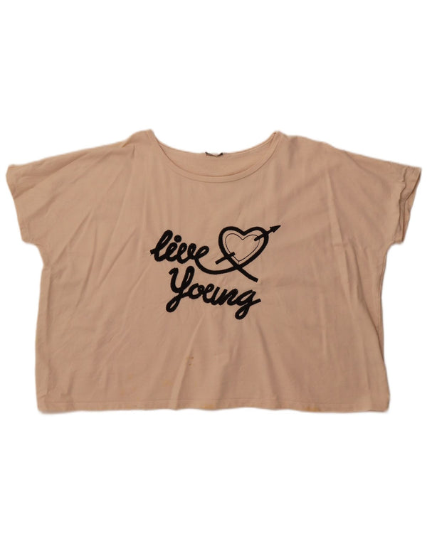 French Connection Camiseta corta con gráfico para mujer UK 44 Algodón beige medio