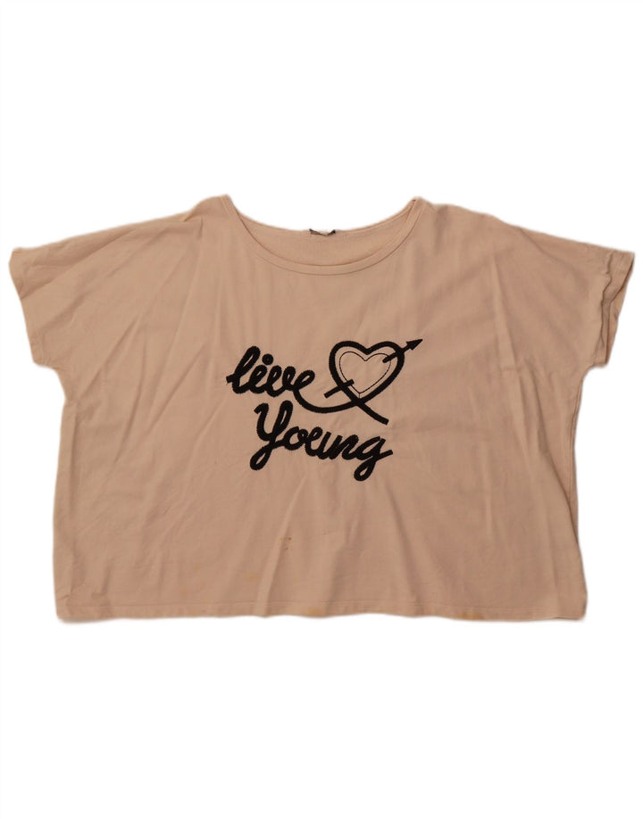 French Connection Camiseta corta con gráfico para mujer UK 44 Algodón beige medio