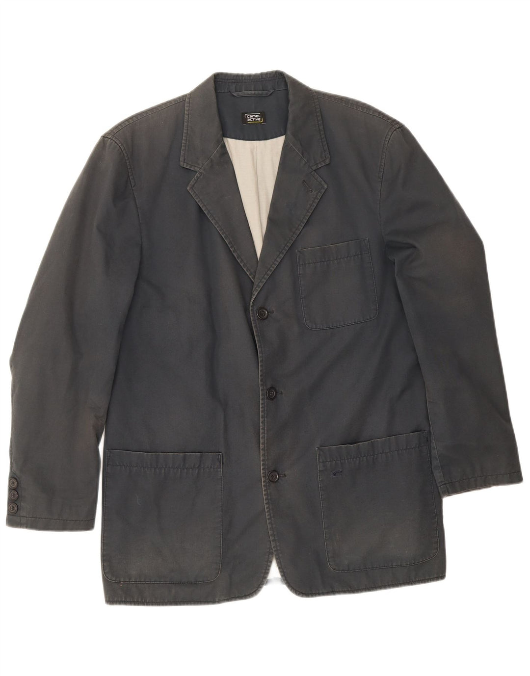 Camel Active Chaqueta tipo blazer de 3 botones para hombre IT 50 Large Grey Cotton
