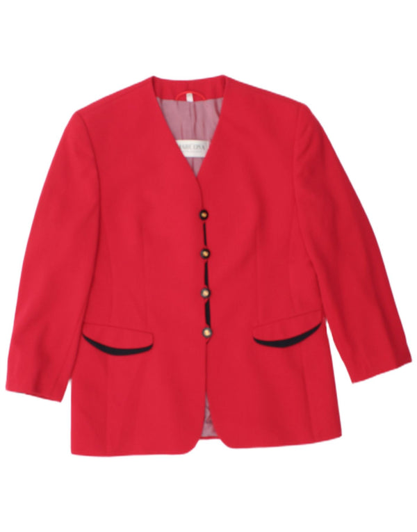 Marcona Womens 3/4 Sleeve 4 Button Blazer Jacket UK 20 2XL Red Polyester