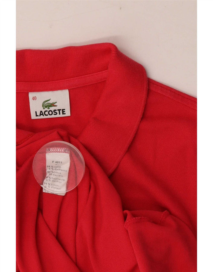Polo Lacoste de manga corta para mujer talla 40 algodón rojo mediano