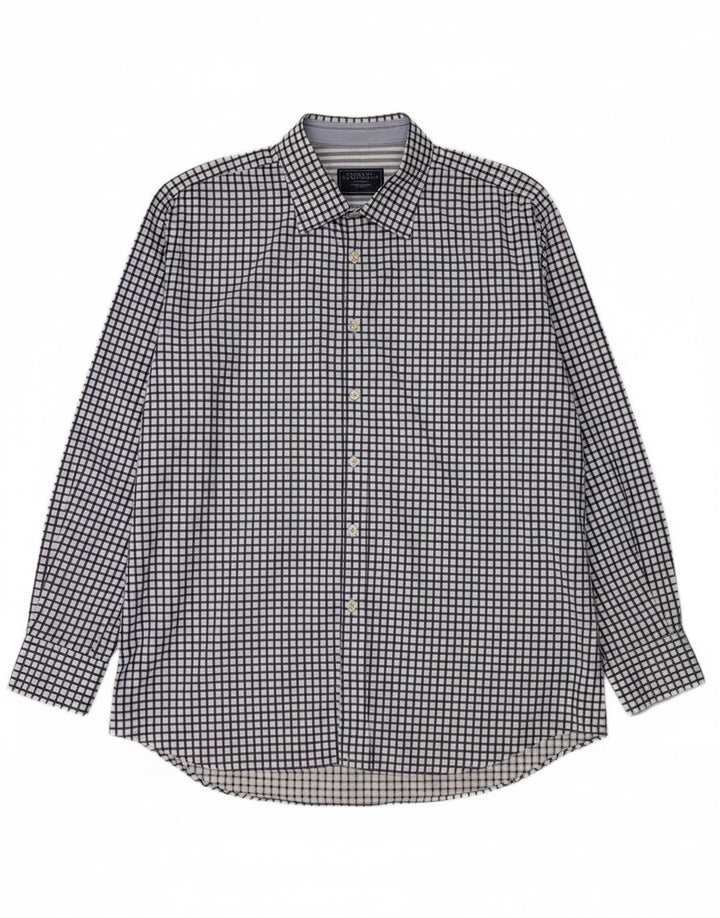 CHARLES TYRWHITT Mens Shirt XL Navy Blue Check Cotton